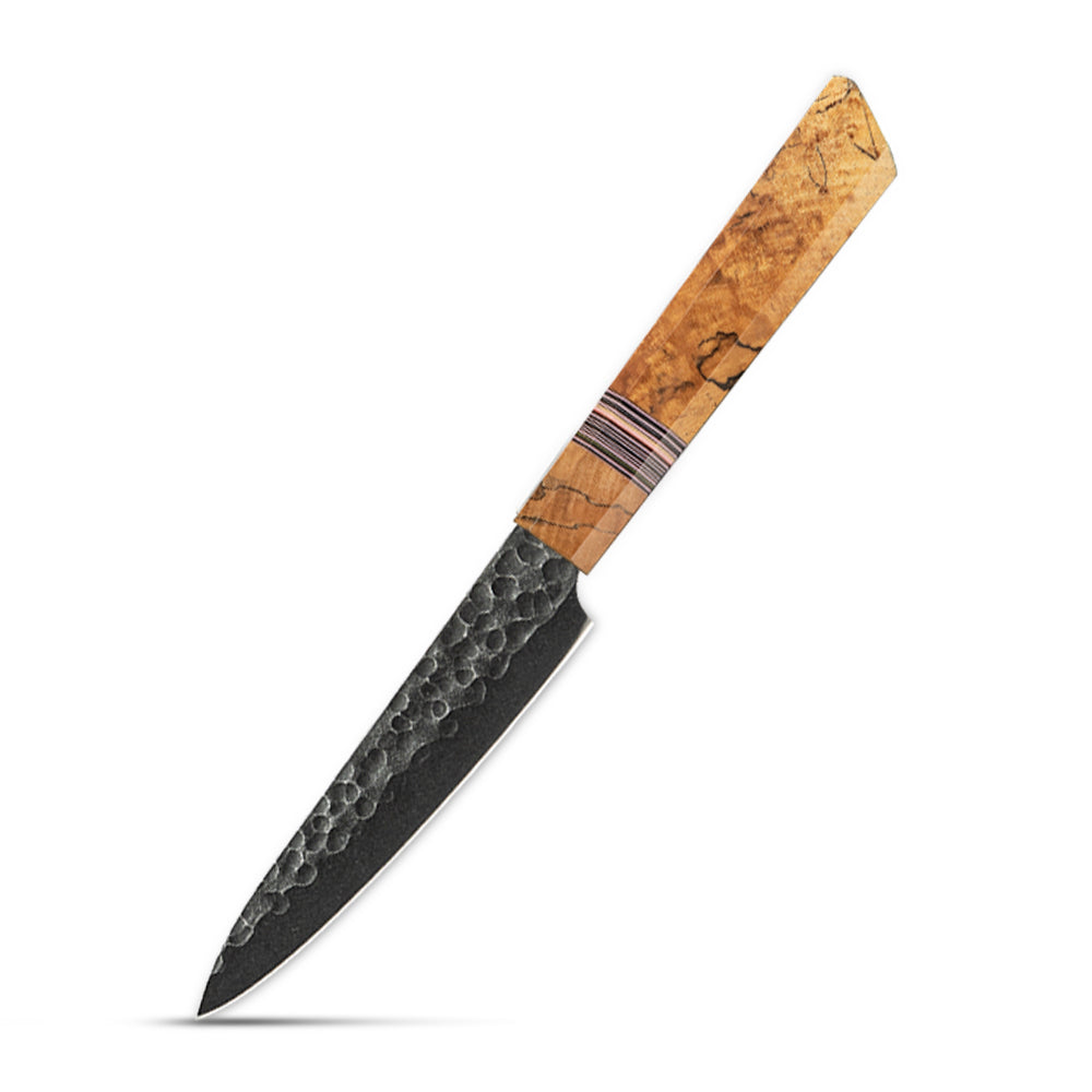 Petty / Utility [Small Knives] - Petty / Small Multipurpose Knife, Hikari – High Carbon Steel Blade with Spalted Maple Handle for Cutting Small Pieces - Hikari